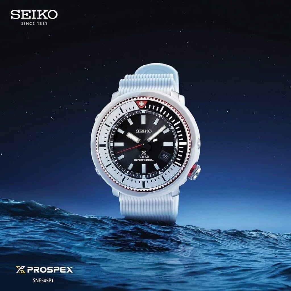 Seiko Street Series Solar Tuna All White Diver's Men's Watch SNE545P1 - Diligence1International