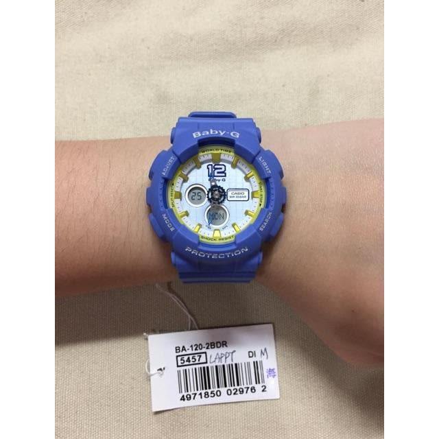 Casio Baby-G BA120 Analog-Digital Navy Blue x Yellow Accents White Dial Watch BA120-2BDR - Diligence1International