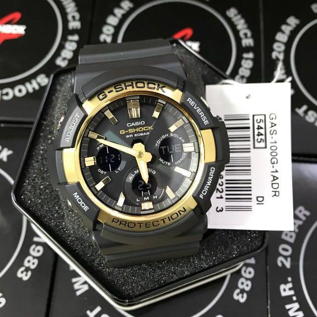 Casio G-Shock Standard Anadigi Black x Gold Bezel Accents Watch GAS100G-1A - Diligence1International