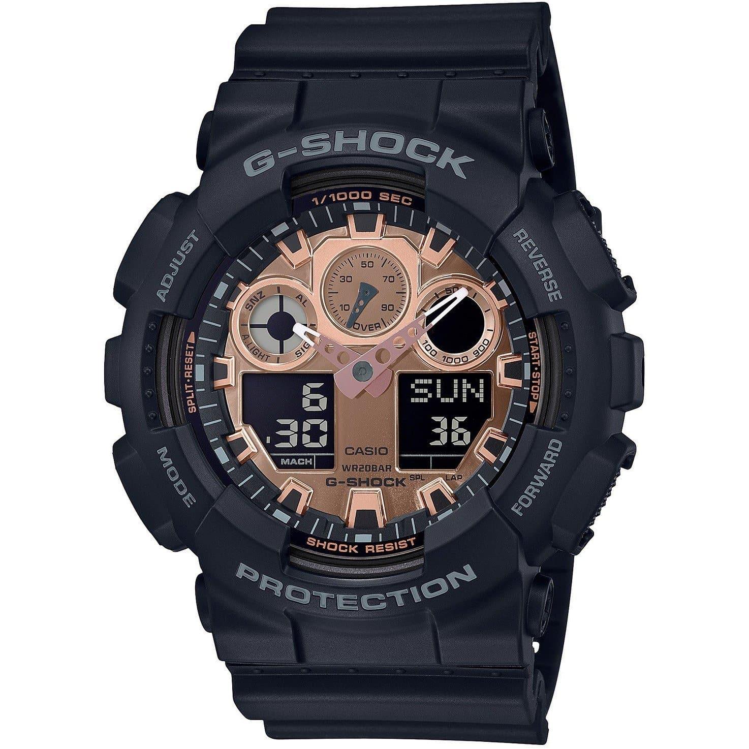 Casio G-Shock Standard Analog Digital Black x Rose Gold Dial Watch GA100MMC-1ADR - Diligence1International