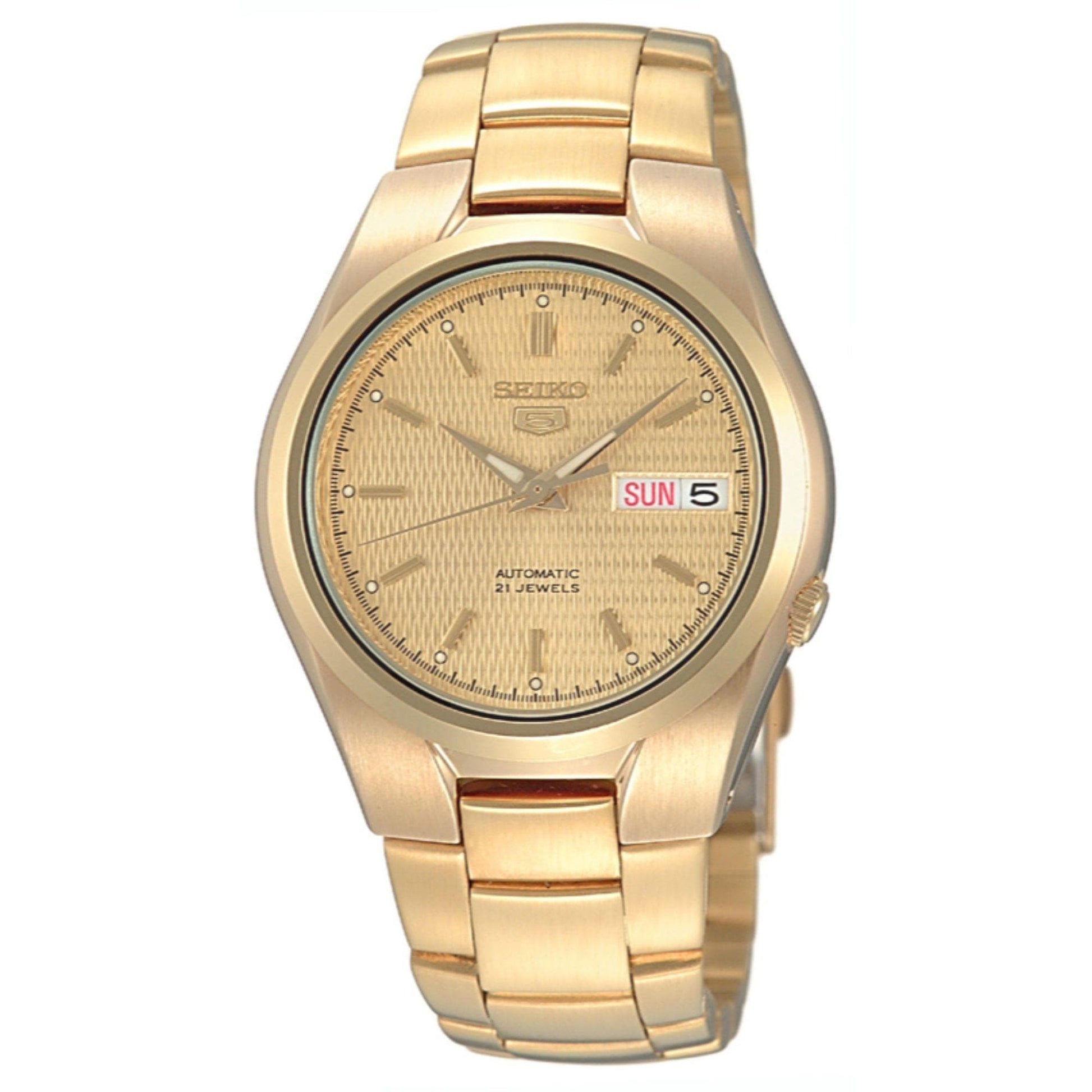 Seiko 5 Classic Mens Size Gold Dial & Plated Stainless Steel Strap Watch SNK610K1 - Diligence1International