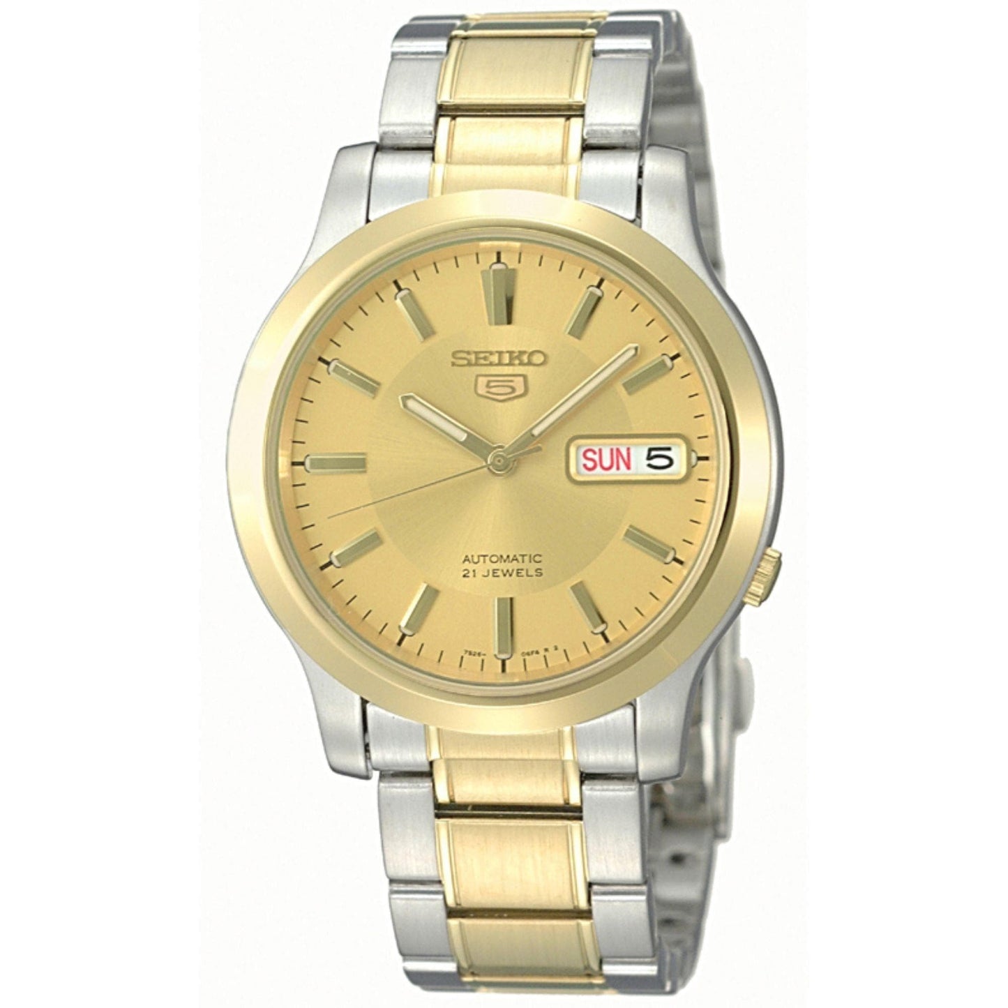 Seiko 5 Classic Mens Size Gold Dial 2 Tone Gold Plated Stainless Steel Strap Watch SNK792K1 - Diligence1International