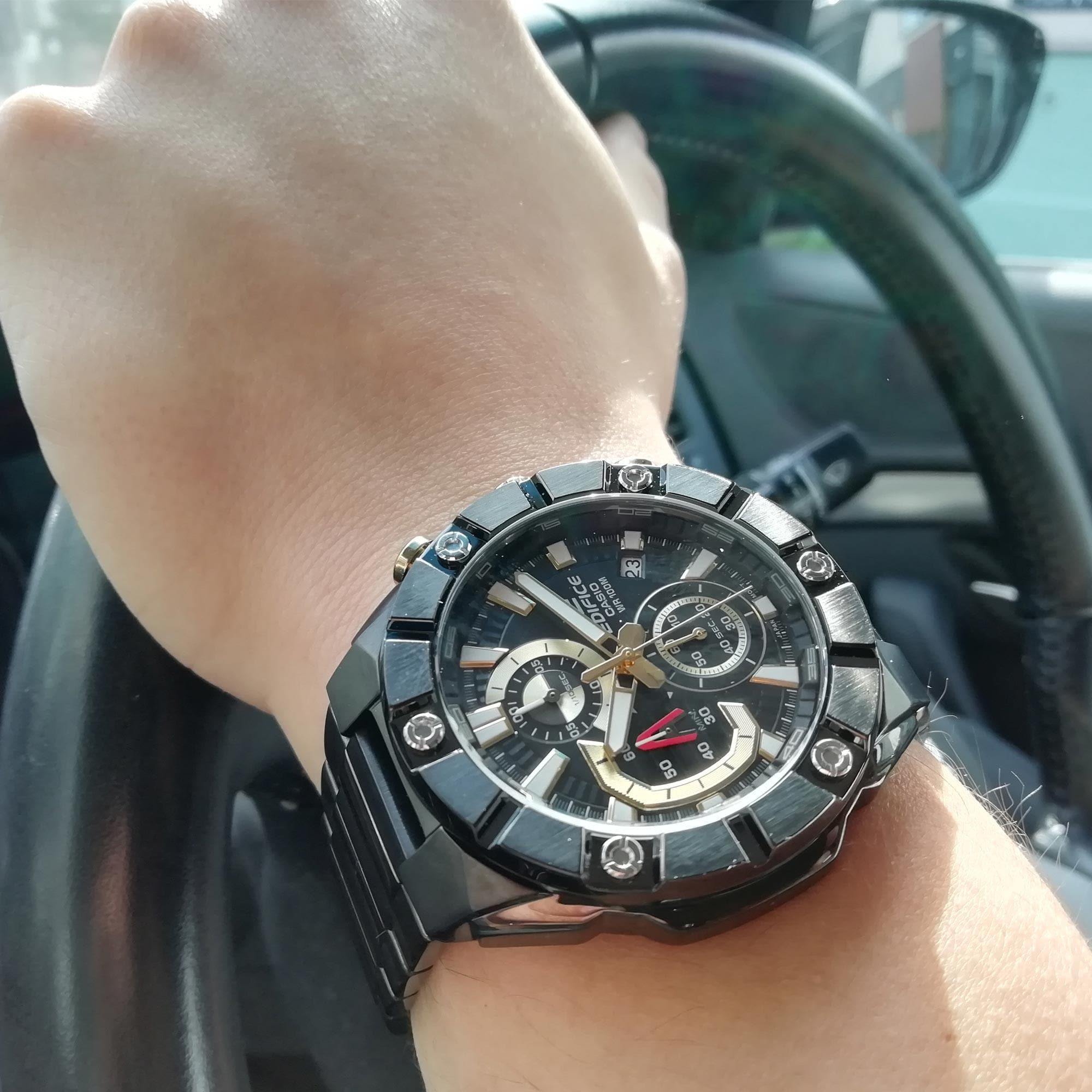 Casio Edifice Chronograph Black x Gold Series Men's PVD Stainless