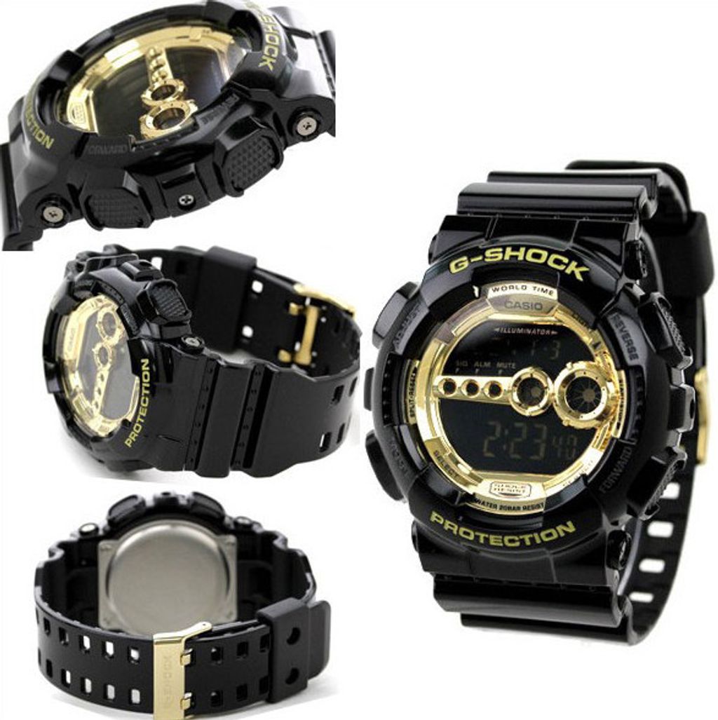Casio G-Shock Big Case Digital Black x Gold Dial Watch GD100GB-1DR