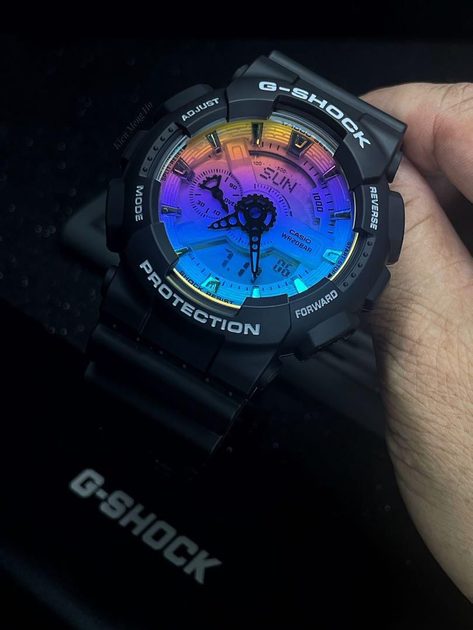 Casio G-Shock Anadigi Rainbow Vapor Dial Black Watch Casio GA110SR-1ADR