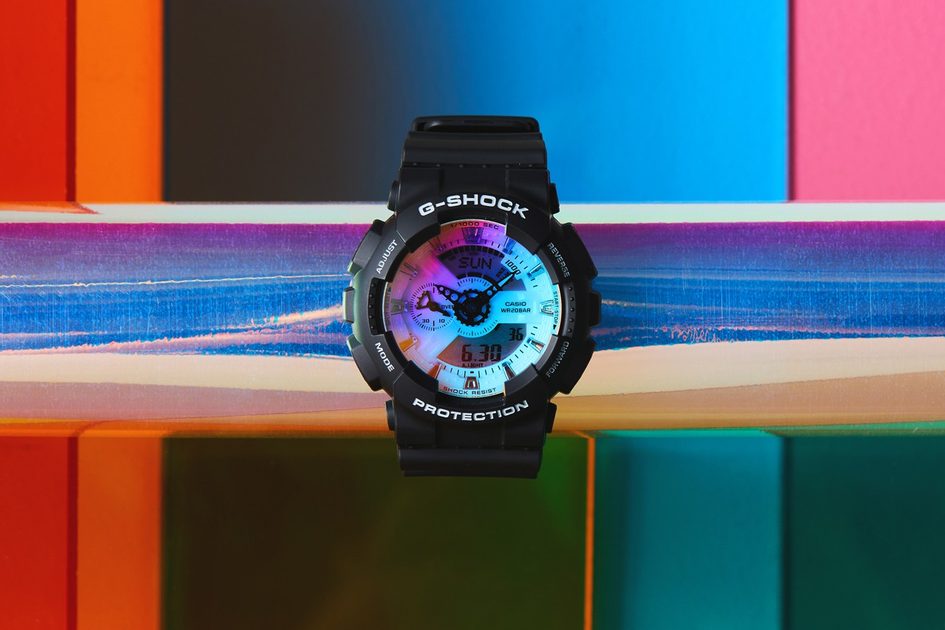 Casio G-Shock Anadigi Rainbow Vapor Dial Black Watch Casio GA110SR-1ADR