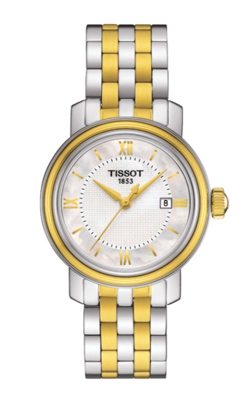Tissot Swiss Made T-Classic Bridgeport 2 Tone Gold Plated MOP Ladies' Watch T0970102211800 - Diligence1International