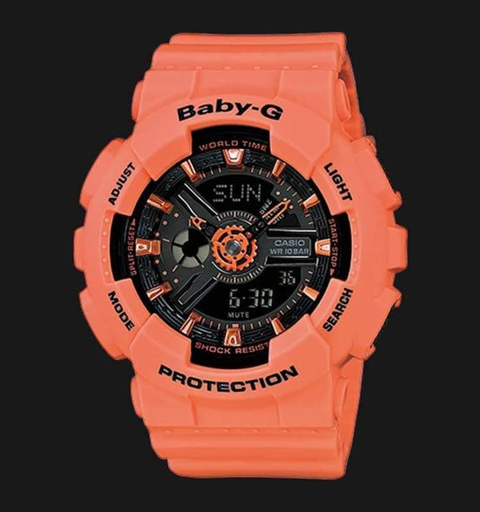 Casio Baby-G BA-110 Series Standard Anadigi Peach Matte Orange x Black Dial Watch BA111-4A2DR - Diligence1International