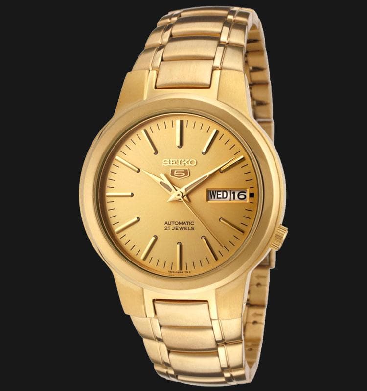 Seiko 5 Classic Mens Size Gold Dial & Plated Stainless Steel Strap Watch SNKA10K1 - Diligence1International