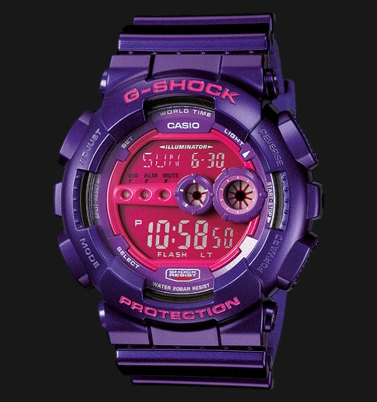Casio G-Shock Big Case Digital Crazy Colors Purple Barney Watch GD100SC-6DR - Diligence1International