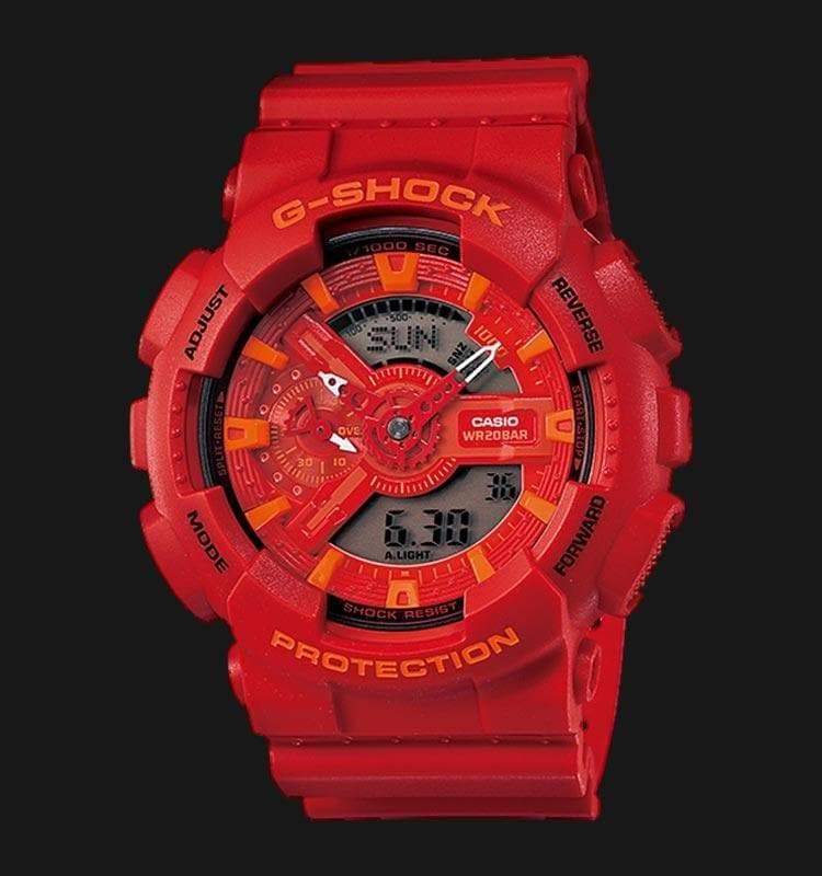 Casio G-Shock GA110 X-Large Special Color Lava Red x Orange Accents Lobster Watch GA110AC-4ADR - Diligence1International