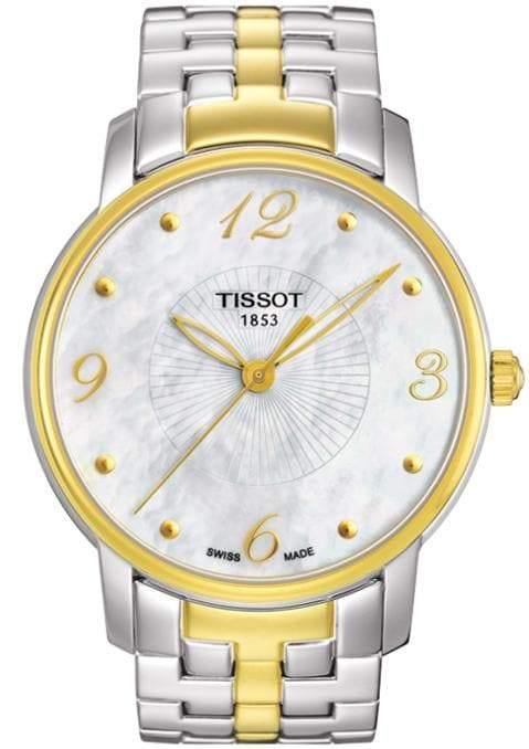 Tissot Swiss Made T-Round 2 Tone Gold Plated Ladies' MOP Watch T052.210.22.117.00 - Diligence1International