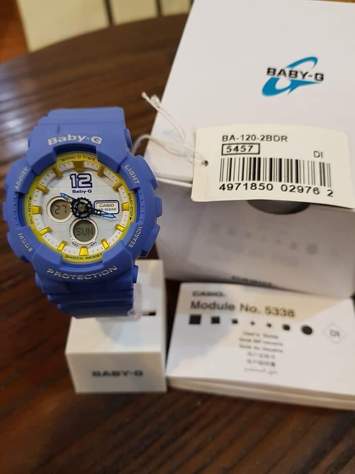 Casio Baby-G BA-120 Analog-Digital Navy Blue x Yellow Accents White Dial Watch BA120-2BDR - Diligence1International