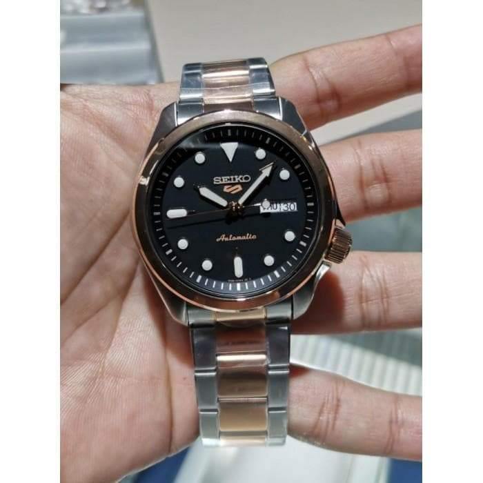 NEW Seiko 5 Sports 100M Automatic Men's Watch Black Dial 2 Tone Rose Gold Plated SRPE58K1 - Diligence1International
