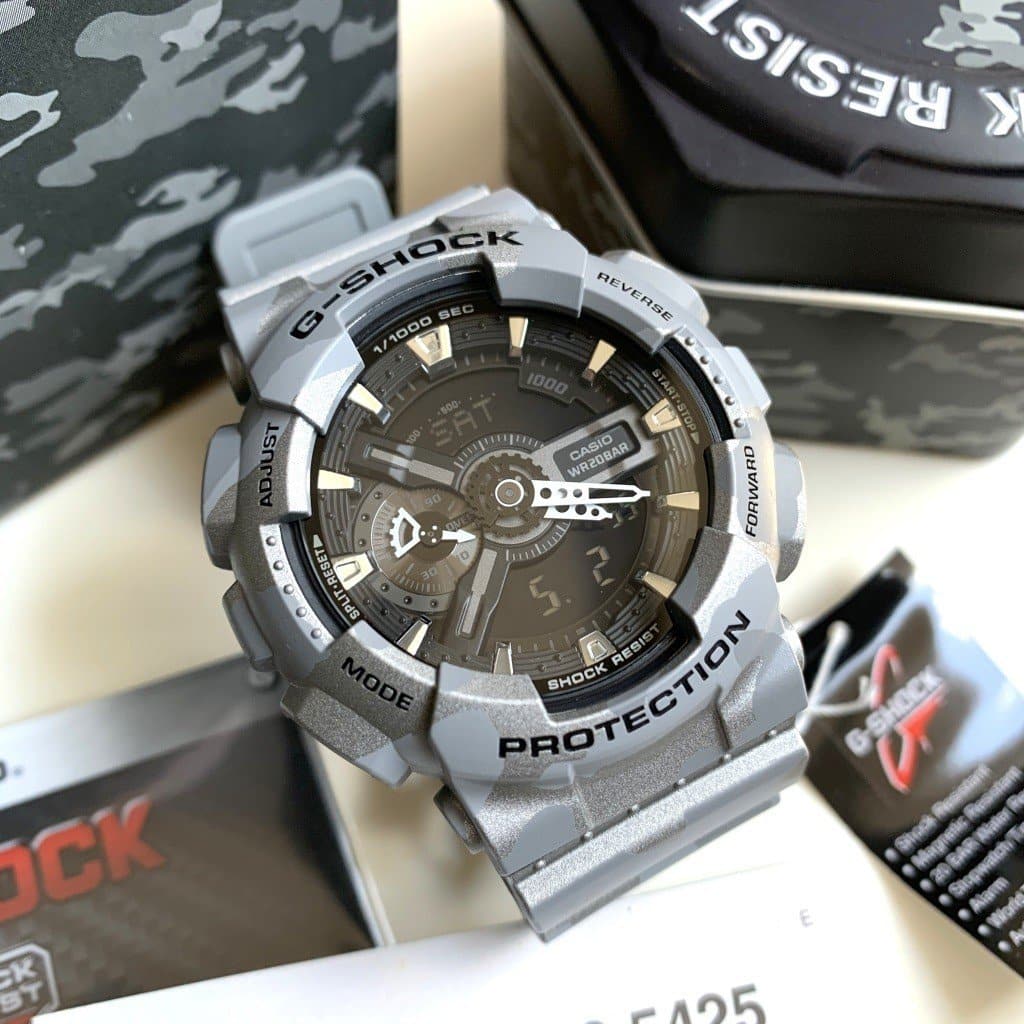Casio G-Shock GA110 Series Military Grey Camo Black Dial Watch GA110CM-8ADR - Diligence1International