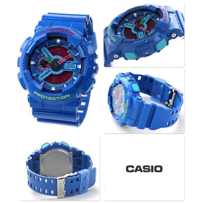 Casio G-Shock GA110 Series Analog-Digital Hyper Color Blue x Pink Dial Watch GA110HC-2ADR - Diligence1International