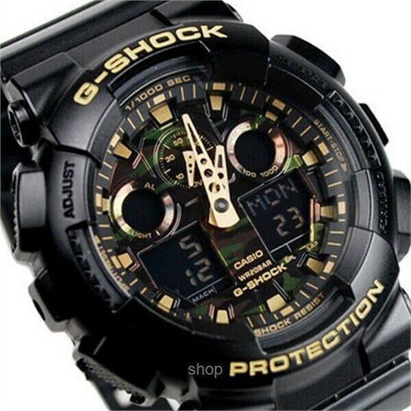 Casio G-Shock Military Green Camo Print Dial Black Watch GA100CF-1A9DR - Diligence1International