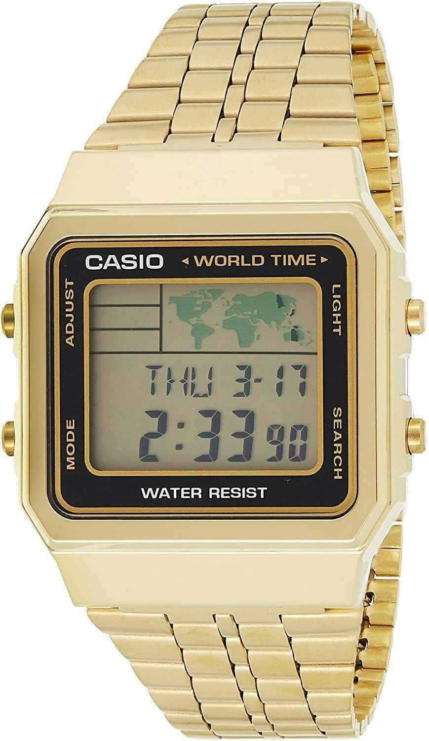 Casio Classic A-500WGA World Map Gold Watch - Diligence1International