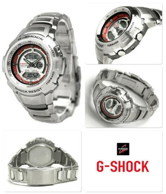 Casio G-Shock Retrograde Cockpit Series Anadigi Stainless Red R White Dial Watch - Diligence1International