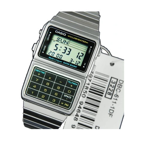 Casio DBC-611-1DF Silver Stainless Calculator Watch for Men and Women - Diligence1International