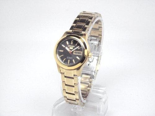 Seiko 5 Classic Ladies Size Black Dial Gold Plated Stainless Steel Strap Watch SYMD96K1 - Diligence1International