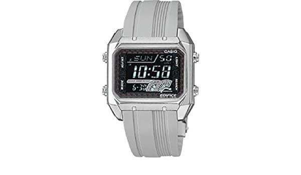 Casio Edifice Rectangular Casio Edifice Digital Series Rectangle Black Dial Men's Grey Rubber St ...