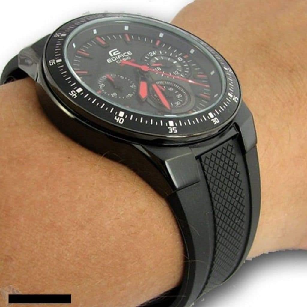 Casio Edifice Chronograph All Black Men's PVD Rubber Strap Watch EFR-552PB-1AV - Diligence1International