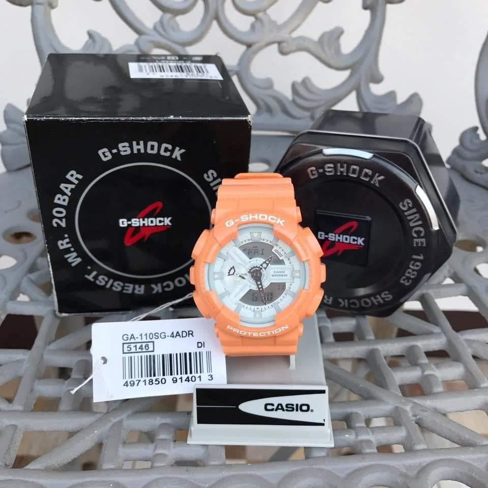 Casio G-Shock GA110 Series Anadigi Neon Color Melon Orange Watch GA110SG-4ADR - Diligence1International