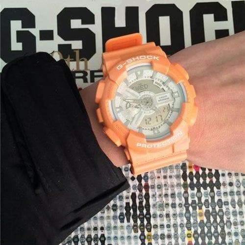 Casio G-Shock GA110 Series Anadigi Neon Color Melon Orange Watch GA110SG-4ADR - Diligence1International