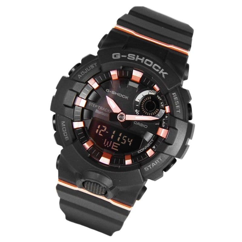 Casio G-Shock G’Squad Mobile Link Bluetooth Anadigi Black x Rose Gold Accent Watch GMAB800-1ADR - Diligence1International