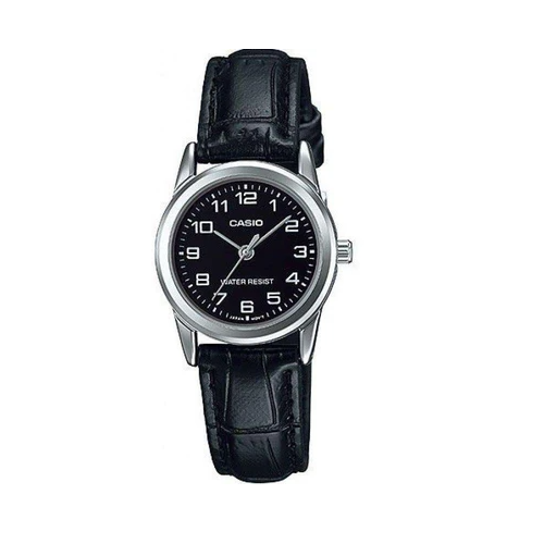 Casio LTP-V001L-1BUDF Black Leather Watch for Women - Diligence1International