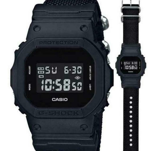 Casio G-Shock Standard Digital ALL Black LCD Nylon Fabric Band Watch DW5600BBN-1DR - Diligence1International