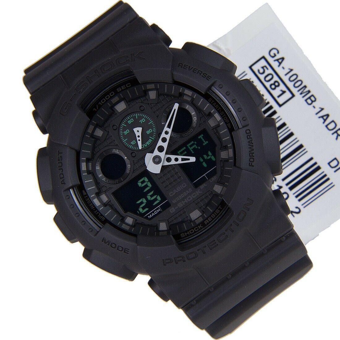 Casio G-Shock Black Series Anadigi Black x Green Accents Watch GA100MB-1ADR - Diligence1International