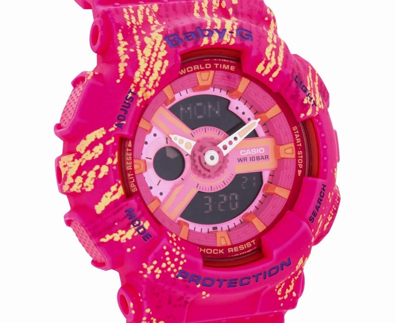 Casio Baby-G BA110 Tandem Series Anadigi Neon Pink x Multicolor Watch BA110TX-4ADR - Diligence1International