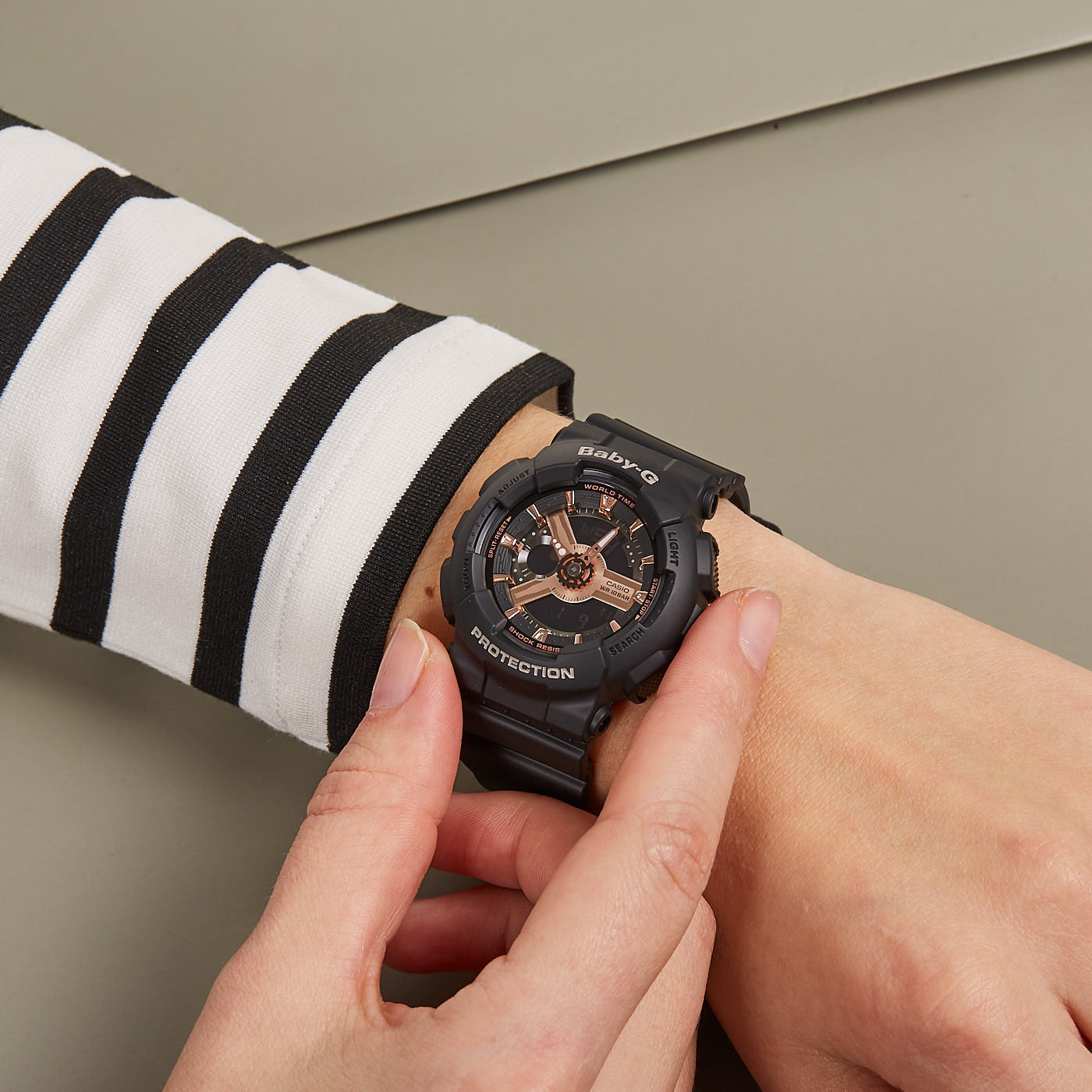 Casio Baby-G BA110 Series Anadigi Black x Rose Gold Watch BA110RG-1ADR