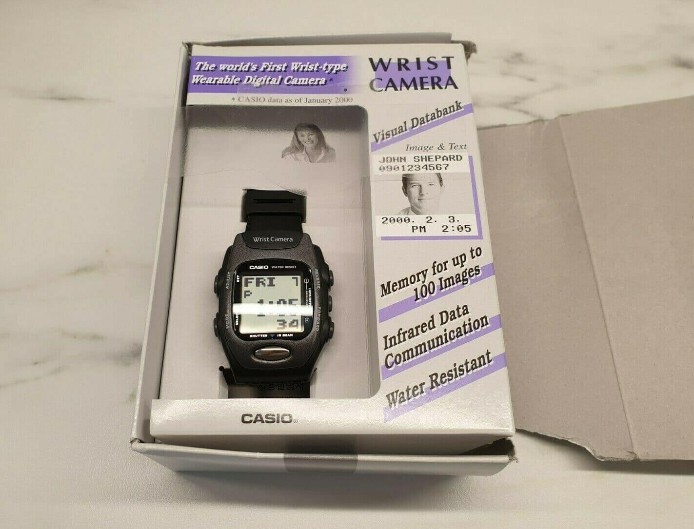 Casio Retrograde Ultra Rare Vintage First Wrist Camera Digital Black Rubber Strap Watch WQV-2-1DR - Diligence1International