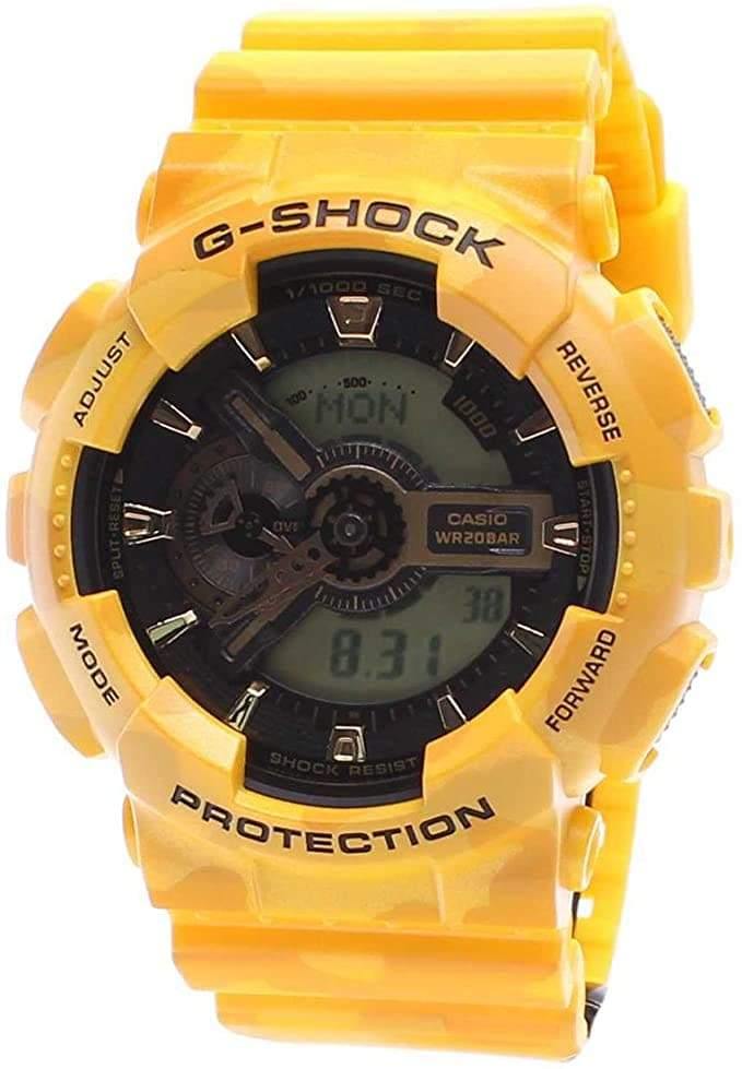 Casio G Shock GA110 Series Anadigi Military Color Yellow Camo