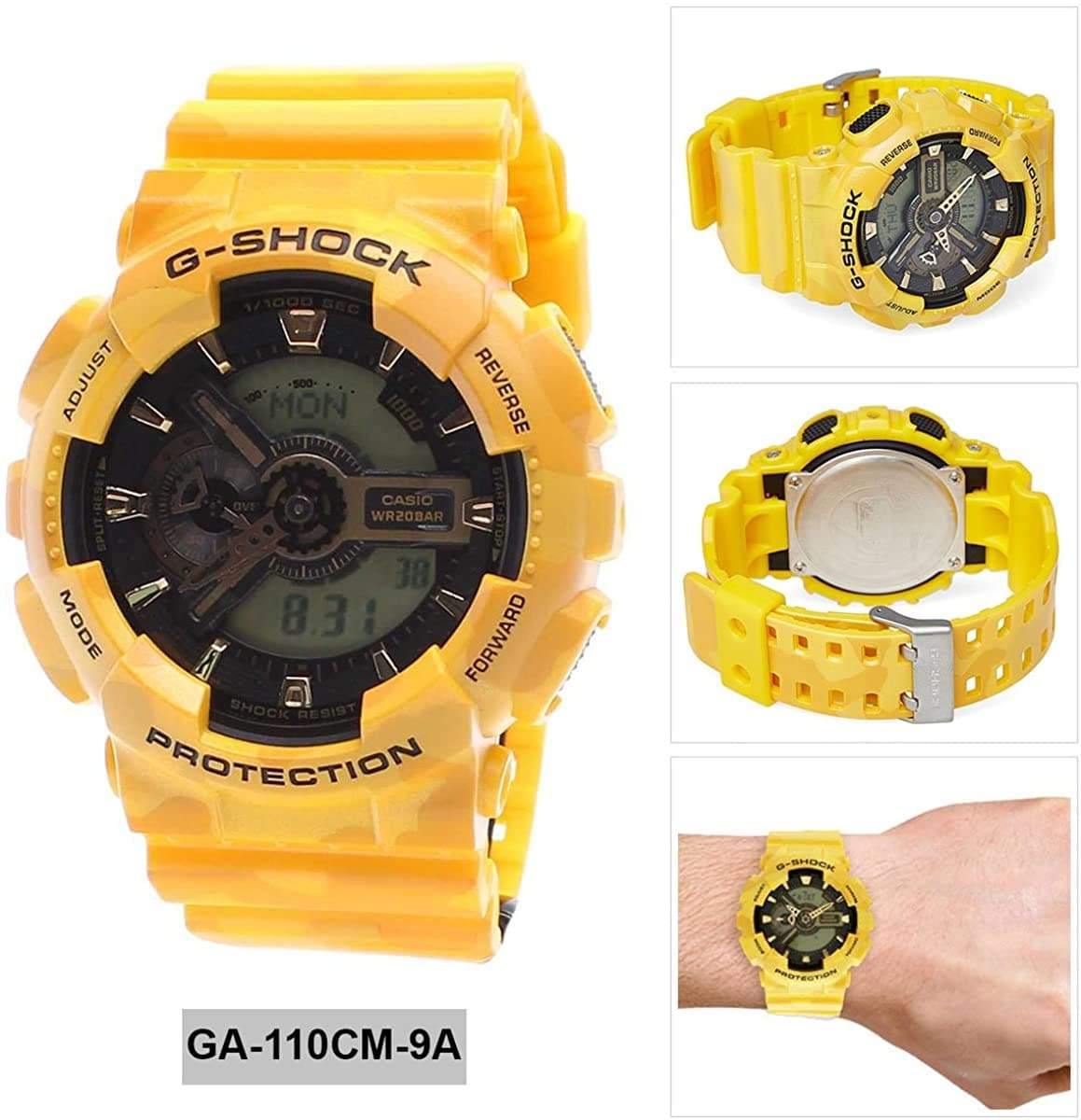 Casio G-Shock GA110 Series Anadigi Military Color Yellow Camo Watch GA110CM-9AER - Diligence1International