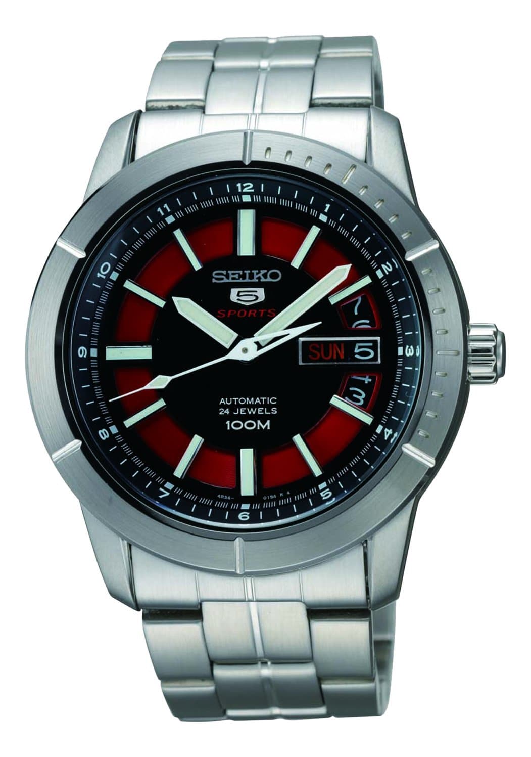Seiko 5 Sports 100M Automatic Men's Watch Black with Red Dial SRP339K1 - Diligence1International