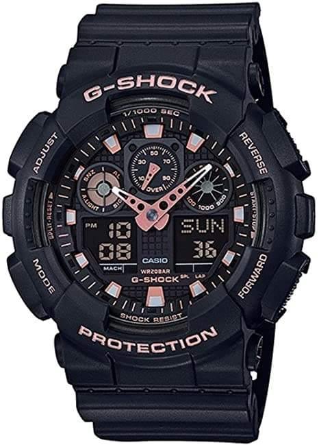 Casio G-Shock Analog-Digital Black x Rose Gold Accents Watch GA100GBX-1A4DR - Diligence1International