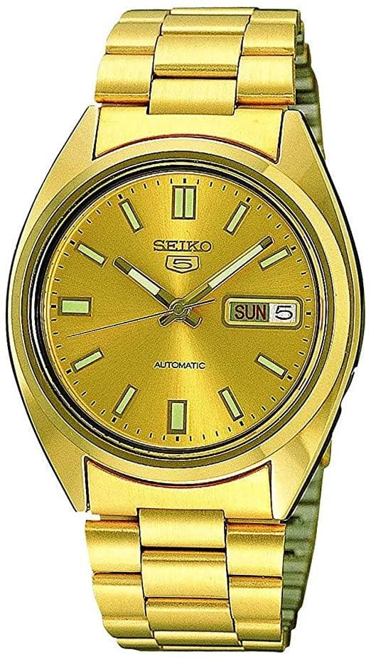 Seiko 5 Classic Mens Size Gold Dial & Plated Stainless Steel Strap Watch SNXS80K1 - Diligence1International