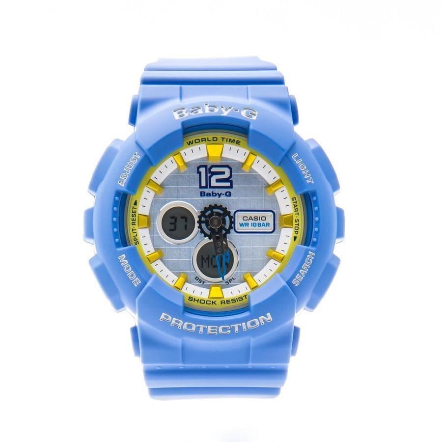 Casio Baby-G BA120 Analog-Digital Navy Blue x Yellow Accents White Dia