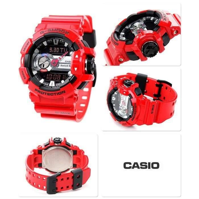 Casio G Shock G MIX Mobile Link Bluetooth Anadigi Red x Grey x Black Accents Last Dance Watch GBA400 4ADR