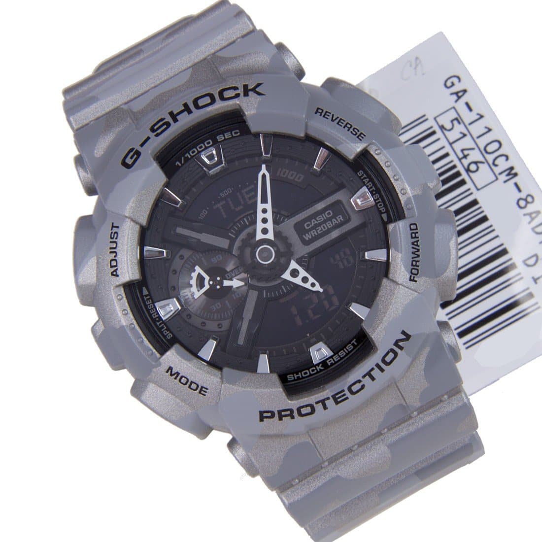 Casio G-Shock GA110 Series Military Grey Camo Black Dial Watch GA110CM-8ADR - Diligence1International