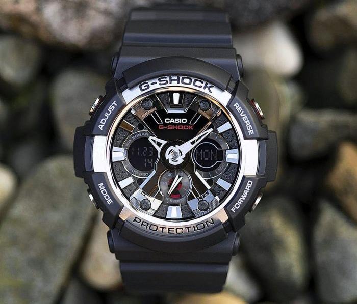 Casio G-Shock Standard Anadigi Black x Metallic Bezel Grey Accents Watch GA200-1ADR - Diligence1International