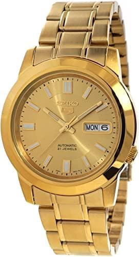 Seiko 5 Classic Gold Dial Couple's Gold Plated Stainless Steel Watch Set SNKK20K1+SYM600K1 - Diligence1International