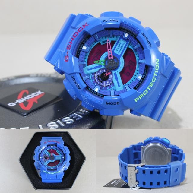 Casio G-Shock GA110 Series Analog-Digital Hyper Color Blue x Pink Dial Watch GA110HC-2ADR - Diligence1International