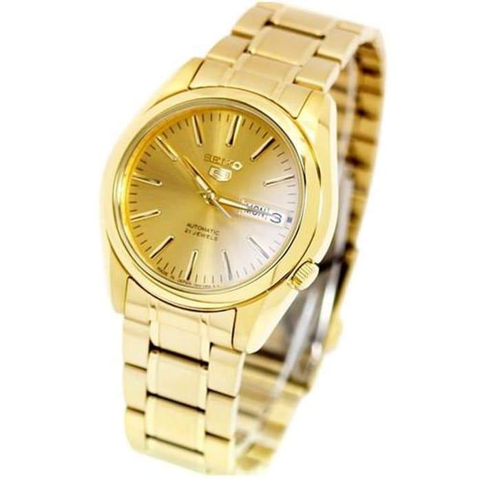 Seiko 5 Classic Mens Size Gold Dial & Plated Stainless Steel Strap Watch SNKL48K1 - Diligence1International