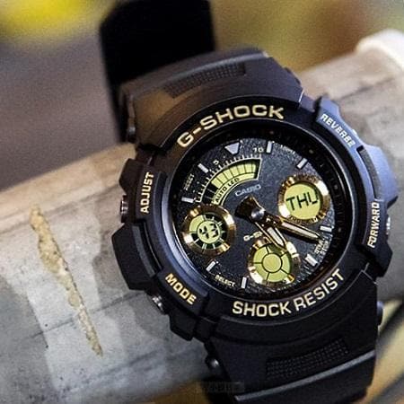 Casio G-Shock Standard Analog-Digital Black x Gold Accents Watch AW591-2ADR - Diligence1International
