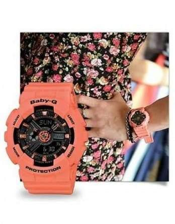 Casio Baby-G BA-110 Series Standard Anadigi Peach Matte Orange x Black Dial Watch BA111-4A2DR - Diligence1International
